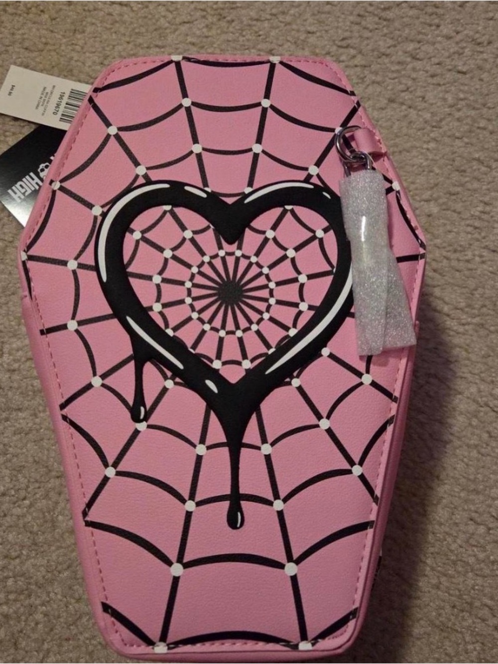 monster high Pink Coffin Mini Bag with Black Heart Web